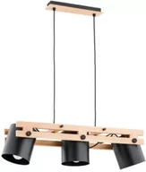 Lampy sufitowe - Lampa wisząca drewniana loft HAROM 3x E27 wys. 70cm czarny - miniaturka - grafika 1