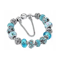 Wisiorki - Bransoletka Modułowa Charms Beads Błękitna 20 cm - miniaturka - grafika 1