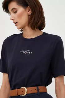 Koszulki sportowe damskie - Tommy Hilfiger t-shirt damski kolor granatowy - grafika 1