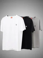 Koszulki męskie - T-SHIRT MĘSKI KOSZULKI Zestaw 3 SZTUKI BAWEŁNIANE Czarna Biała JIGGA M - miniaturka - grafika 1