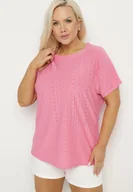 Koszulki i topy damskie - Różowy Klasyczny T-shirt z Bawełną Nilavienna - miniaturka - grafika 1