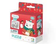 Puzzle - Dodo Puzzle 16 z kolorowanką Świąteczny niedźwiadek DOP300355 - - miniaturka - grafika 1