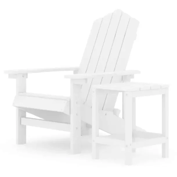 Zestaw mebli ogrodowych Adirondack: krzesło i stolik biały, HDPE
