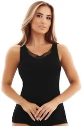 Koszulka damska na szerokich ramiączkach czarna Amber Emili - Bielizna nocna - miniaturka - grafika 1