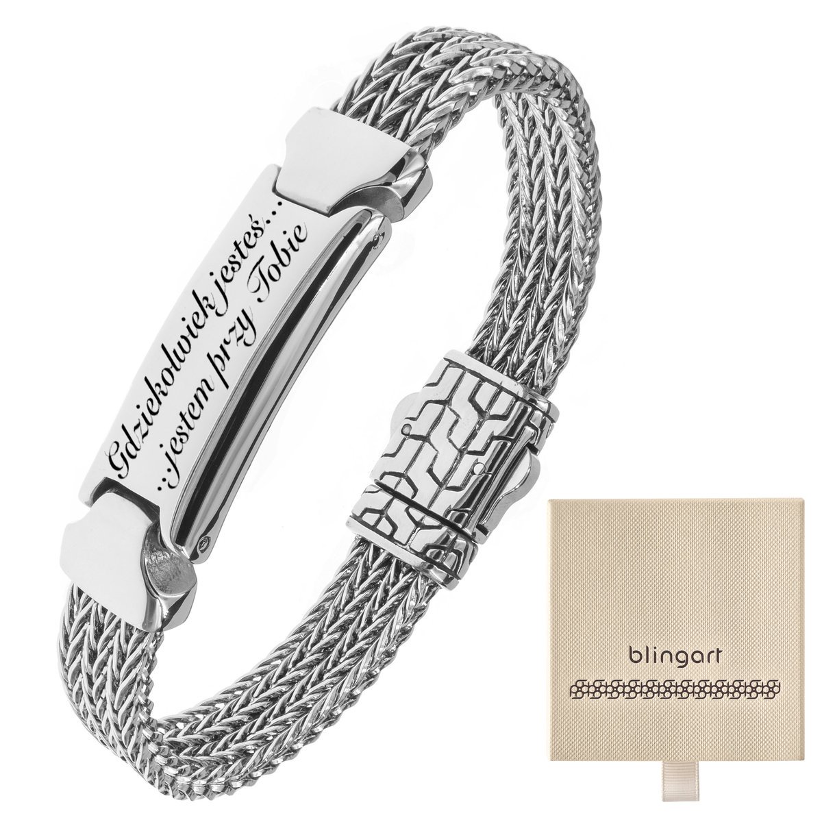Bransoletka męska stalowa o oryginalnym splocie