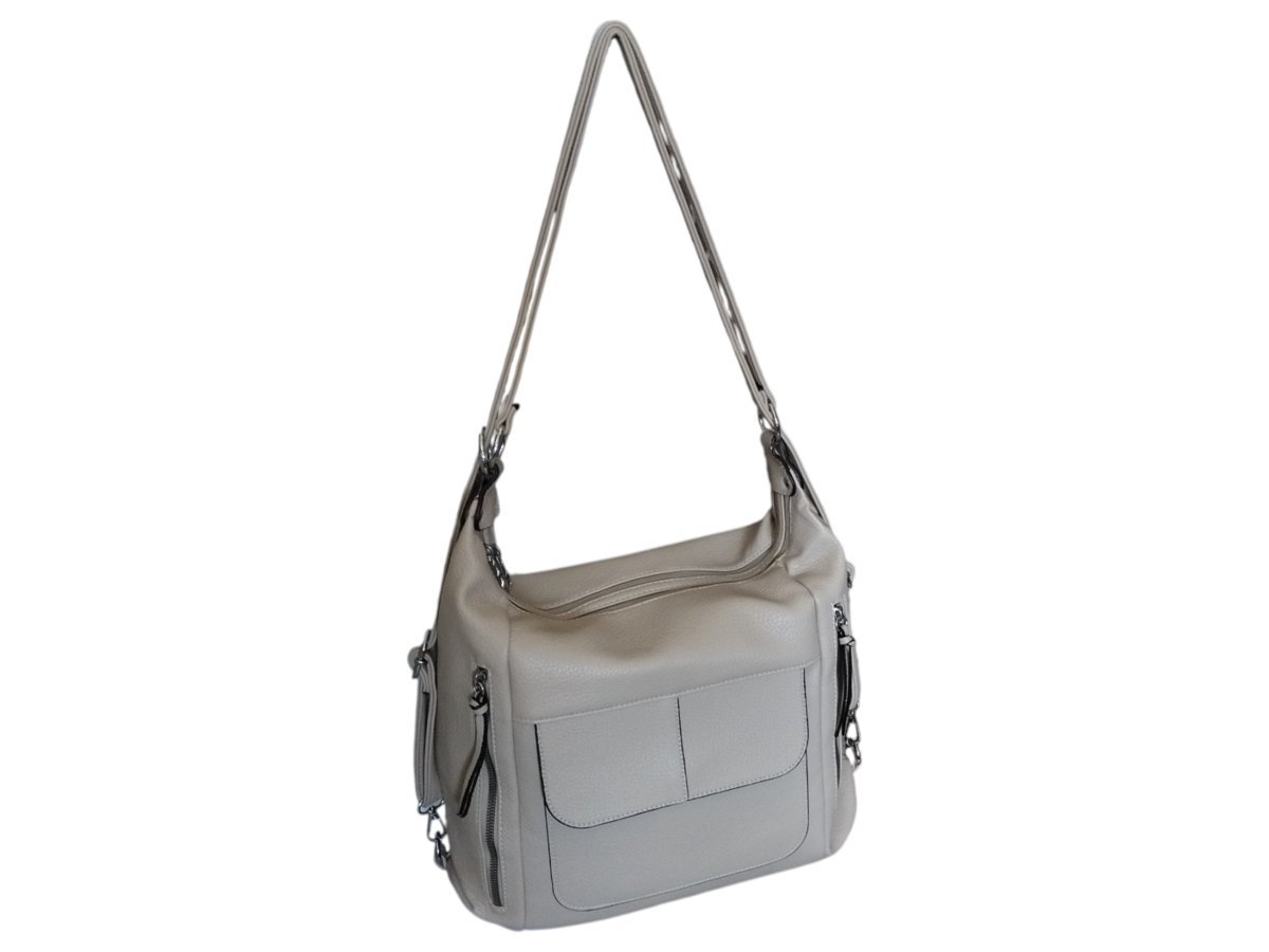 Torebko-Plecak Damski, Miejska Torebka Listonoszka Na Ramię, Beżowy