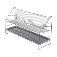 Suszarki do naczyń - Suszarka do naczyń 2-poziomowa 80 cm srebrna z tacką - miniaturka - grafika 1