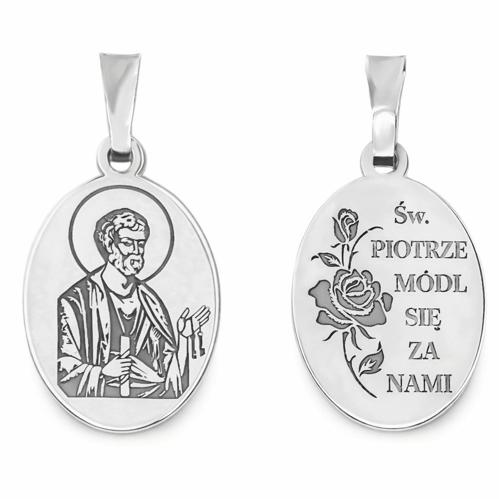 Medalik srebrny Ag 925 rodowany Święty Piotr MDC011R