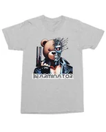 Koszulki i topy damskie - Koszulka z nadrukiem Bearminator miś Terminator Misio Szara L - miniaturka - grafika 1