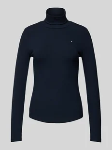 Bluzka z długim rękawem o kroju slim fit z golfem - Bluzki damskie - miniaturka - grafika 1