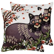 Poduszki dekoracyjne - 2 Bawełniane Poduszki Dekoracyjne Z Motywem Kota 50 X 50 Cm Wielokolorowe Phusro - miniaturka - grafika 1