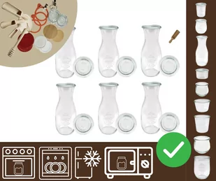 Słoiki WECK 6szt/ szklane wieko, miarka KARAFKA 1l 1062ml BUTELKA / Wamar-Sosenka - Pojemniki kuchenne Słoiki WECK 6szt/ szklane wieko, miarka KARAFKA 1l 1062ml BUTELKA / Wamar-Sosenka - Pojemniki kuchenne - miniaturka - grafika 1