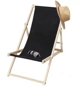 KLASYCZNY LEŻAK FOTEL ROZKŁADANY PLAŻOWY OGRODOWY ANTRACYT - Leżaki ogrodowe - miniaturka - grafika 1