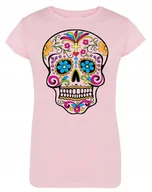 Koszulki i topy damskie - T-Shirt damski kolorowy nadruk CZASZKA r.M - miniaturka - grafika 1