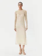 Sukienki - PINKO Sukienka koktajlowa 104709 A2EX Beżowy Regular Fit - miniaturka - grafika 1