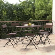 Fotele i krzesła ogrodowe - vidaXL Składane krzesła bistro, 6 szt., brązowe, polirattan i stal - miniaturka - grafika 1