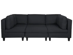 Beliani Sofa XXL tapicerowana czarna z otomaną FEVIK - Sofy i kanapy - miniaturka - grafika 1