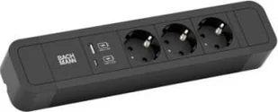 Bachmann Listwa zasilająca BACHMANN PRIMO 3x gniazdo z uziemieniem, aluminium, ładowarka USB A&C, czarna, 2 m - Gniazdka elektryczne - miniaturka - grafika 1