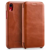 Etui i futerały do telefonów - moVear flipSide S - Skórzane etui do Apple iPhone Xr (6.1") | Pokrowiec slim case, Skóra naturalna vintage (Brązowy) - miniaturka - grafika 1