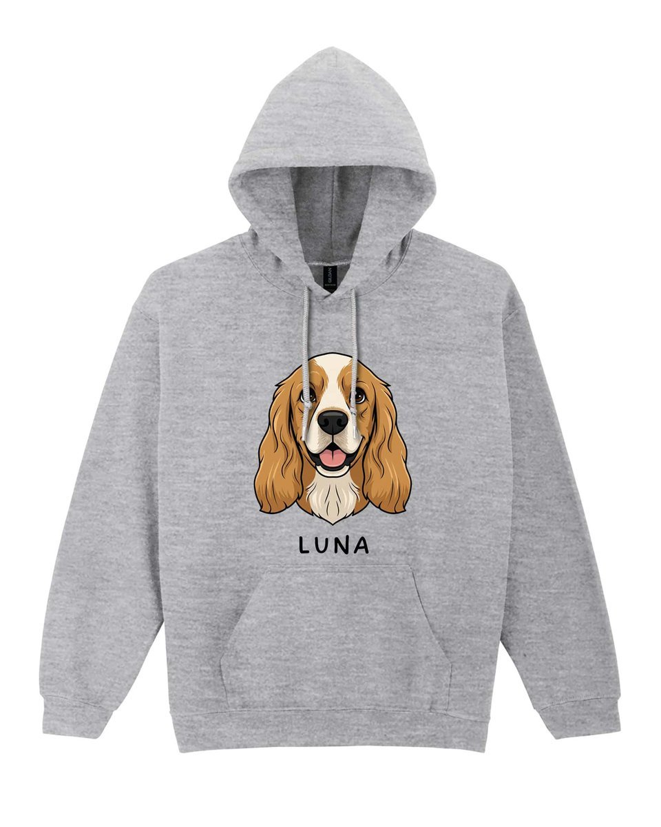 Bluza z kapturem Cocker Spaniel Personalizowana Pies Szara M
