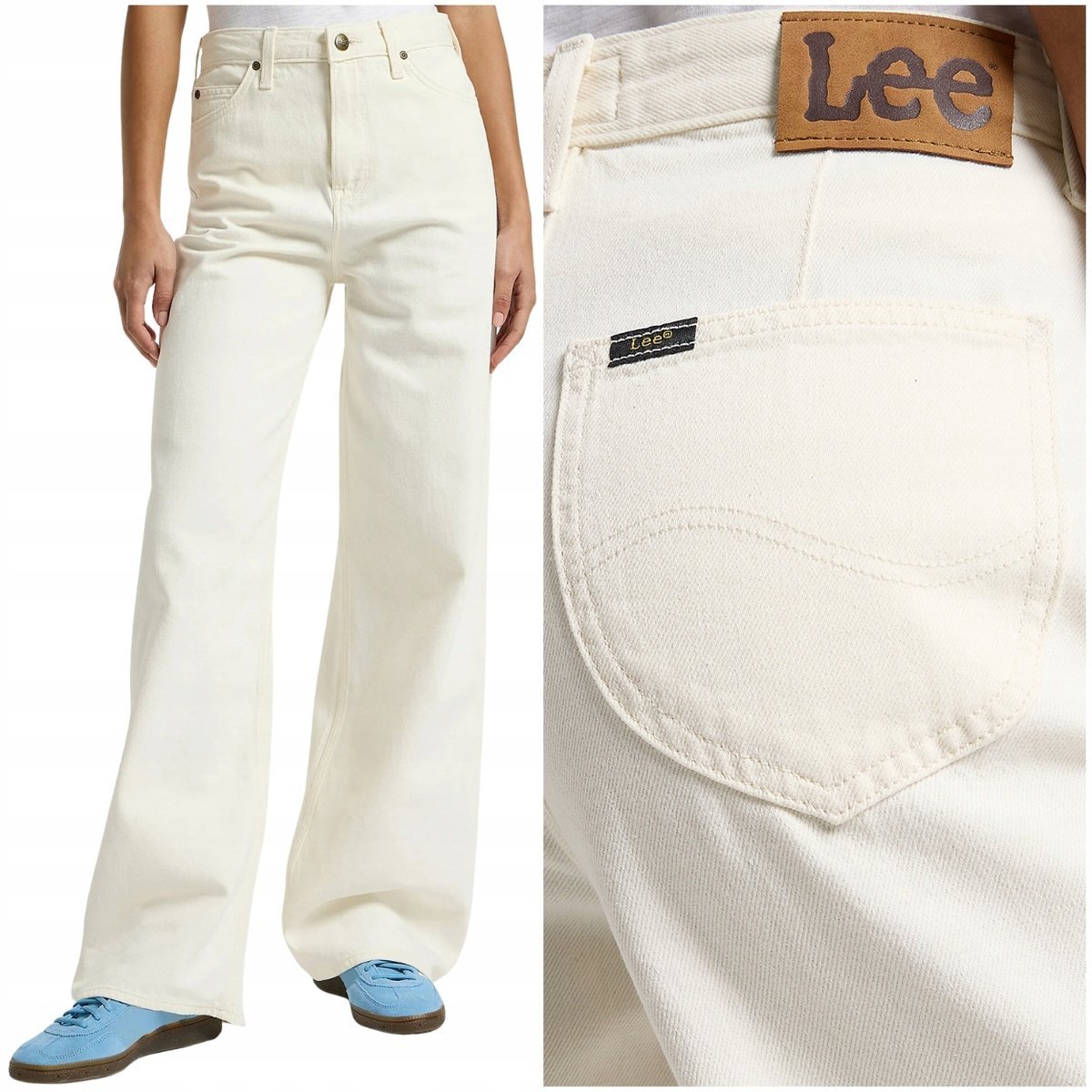 Lee Stella A Line wysokie szerokie damskie spodnie jeansowe palazzo W27 L31