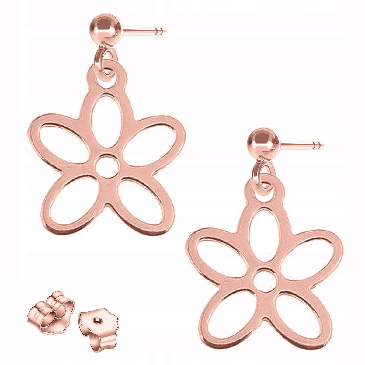 Kolczyki Pozłacane z Kwiatkami Blaszki Kwiaty Kwiatki Flowers SREBRO 925