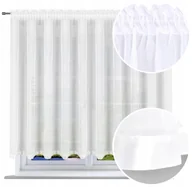 Firany - Firana gotowa prosta z lamówką 400x160 do salonu firany gładkie woal białe - miniaturka - grafika 1