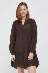 Pepe Jeans sukienka kolor brązowy mini prosta - Sukienki - miniaturka - grafika 1