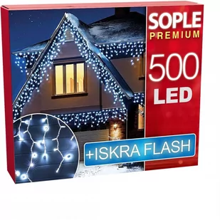 Sople 500 Led Zewnętrzne Lampki Choinkowe + Flash - Oświetlenie świąteczne - miniaturka - grafika 1