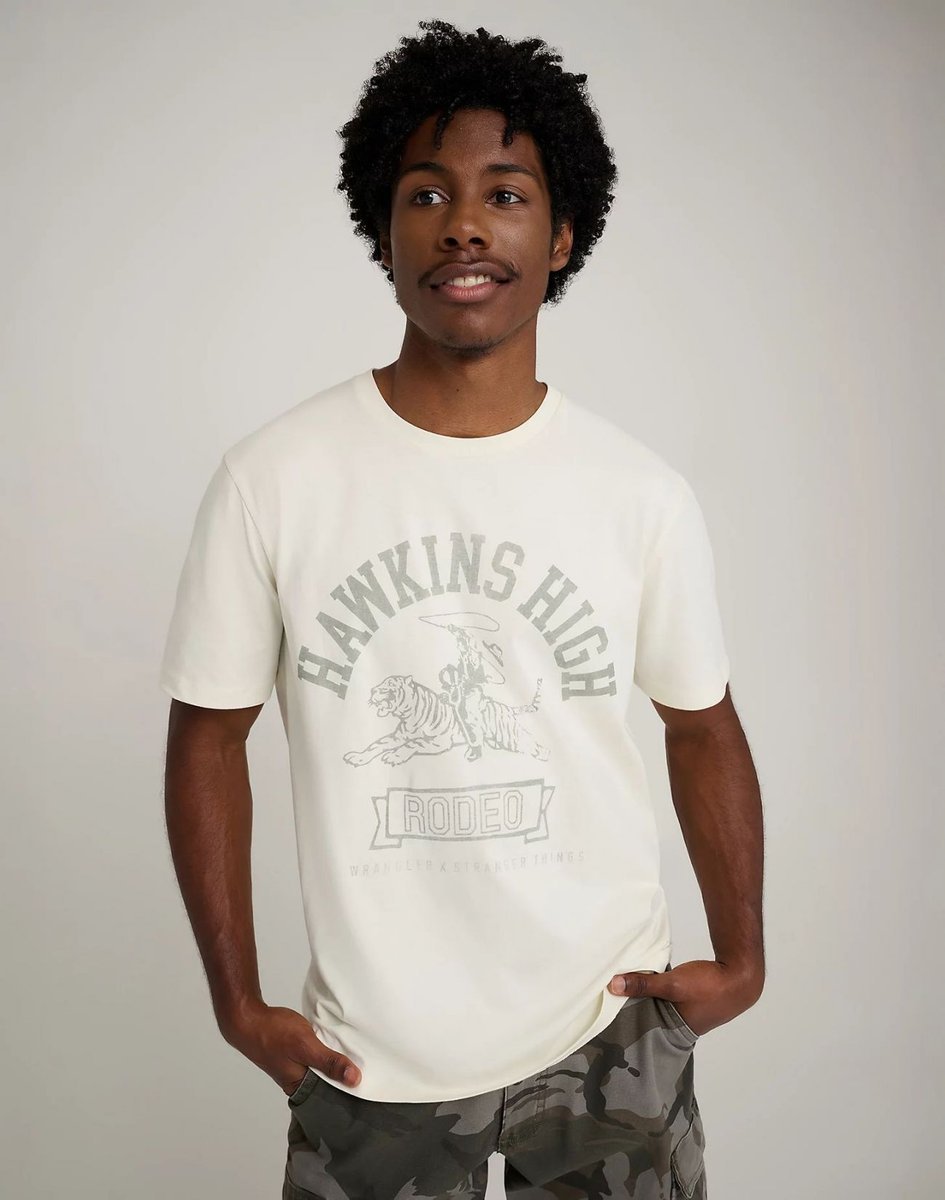 t-shirt uomo wrangler 112378555 hawkins high tee marshmallow