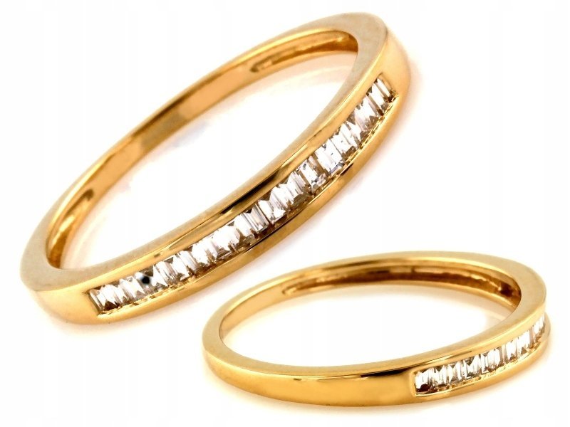 Złoty pierścionek 585 14kt Eternity z brylantami 0.15ct 1.51g na prezent