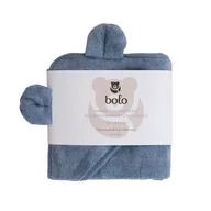 Okrycia kąpielowe dla dzieci - Ręcznik bambusowy z kapturkiem 85x85cm - niebieski jeansowy - miniaturka - grafika 1