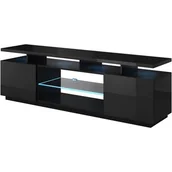 Szafki RTV - Szafka RTV EVA 180x40x52 czarny/czarny połysk - miniaturka - grafika 1