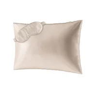 Pościel - Ailoria, Zestaw Beauty Sleep maska na sen + poszewka na poduszkę 50x70 cm, beżowa - miniaturka - grafika 1