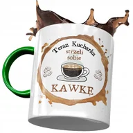 Kubki - Kubek Zielony Dla Kucharki Strzeli Sobie Kawkę z Nadrukiem ze Zdjęciem+ Opakowanie na prezent (wzór 01) - miniaturka - grafika 1