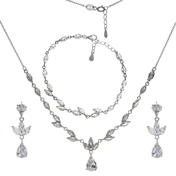 ankabizuteria.pl Biżuteria srebrna z białymi cyrkoniami komplet