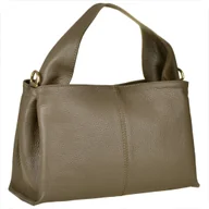 Torebki damskie - Modna skórzana torebka listonoszka taupe brąz włoska - miniaturka - grafika 1