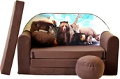 Fotele i pufy dla dzieci - Sofa dziecięca kanapa wersalka rozkładana 160cm + podnóżek i poduszka - K8 - miniaturka - grafika 1