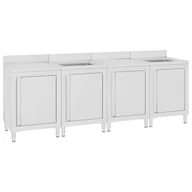 Meble gastronomiczne - VidaXL Szafka gastronomiczna ze zlewem, 240x60x96 cm, stal nierdzewna 3058272 VidaXL - miniaturka - grafika 1