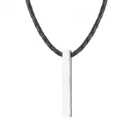 Naszyjniki męskie - Naszyjnik na rzemieniu z prostokątną zawieszką patyczkiem ze stali szlachetnej - Manoki - miniaturka - grafika 1