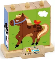 Zabawki sensoryczne - KLOCKI DREWNIANE dla niemowląt Z OBRAZKAMI DO SEGREGACJI układanka drewno Viga zabawka montessori - miniaturka - grafika 1