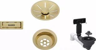 BLANCO Armatura odpływowo-przelewowa 1x3,5" z InFino i elementami stalowymi satin gold - Syfony - miniaturka - grafika 1