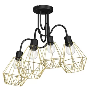 Lampa sufitowa Jin, czarna/ mosiądz, 4-punktowa - Lampy sufitowe - miniaturka - grafika 5