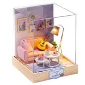 Zabawki kreatywne - Miniaturowy domek DIY, do sklejania, składania LED Salon, Gitara, Lampa - miniaturka - grafika 1