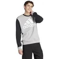 Bluzy męskie - adidas Męska bluza polarowa z dużym logo Essentials, Średni szary wrzosowy/czarny, S - miniaturka - grafika 1