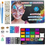 Zabawki kreatywne - Farby Do Malowania Twarzy Dla Dzieci Tatuaze Zmywalne Szablony Zestaw 30 el - miniaturka - grafika 1