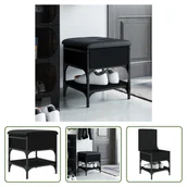 Szafki na buty - The Living Store Ławka na buty czarna 42x42x45 cm Materiał drewnopochodny - miniaturka - grafika 1