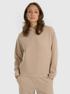 Bluzy damskie - 4F Bluza dresowa nierozpinana z kapturem damska - beżowa XS - miniaturka - grafika 1
