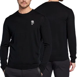 Karl Lagerfeld sweter męski klasyczny czarny wełna 655013-524399-990 XL - Swetry męskie - miniaturka - grafika 1