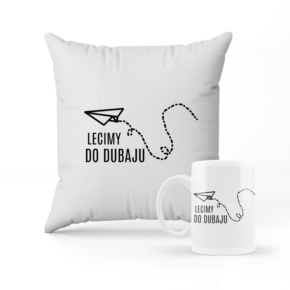ZESTAW PODUSZKA + kubek Lecimy do Dubaju + IMIĘ